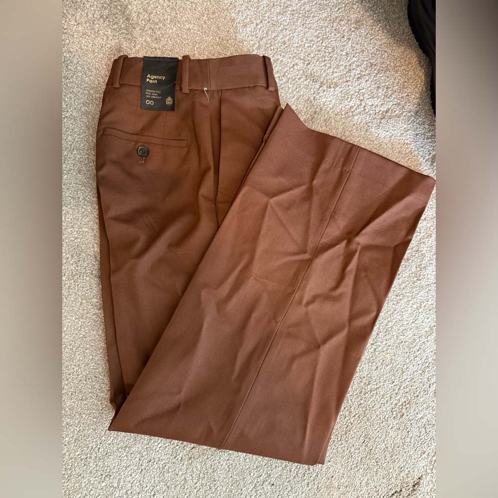 Aritzia babaton Agency Pants size 00 cognac brown NWT